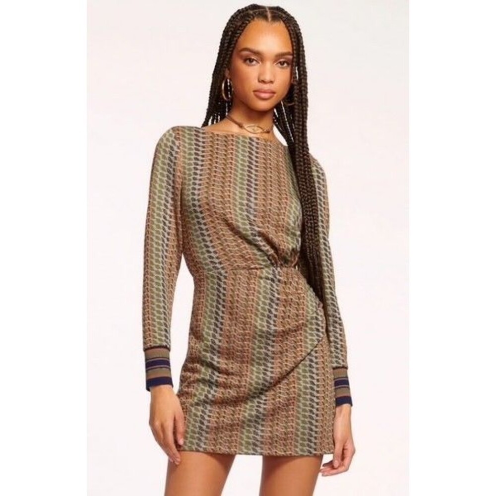 Ramy Brook Women’s Wheller Knit Ruched Asymmetric Mini Dress size 12 NWT Preppy